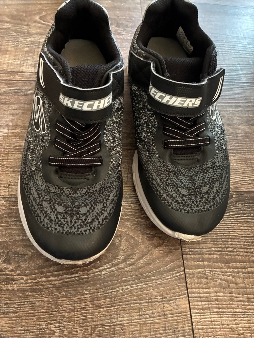 Skechers Kids Black and Gray Slip-On Athletic Sneakers